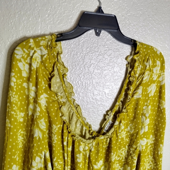 Free People Intimately Bodysuit Yellow One On One Date Floral Sz M - Picture 3 of 8